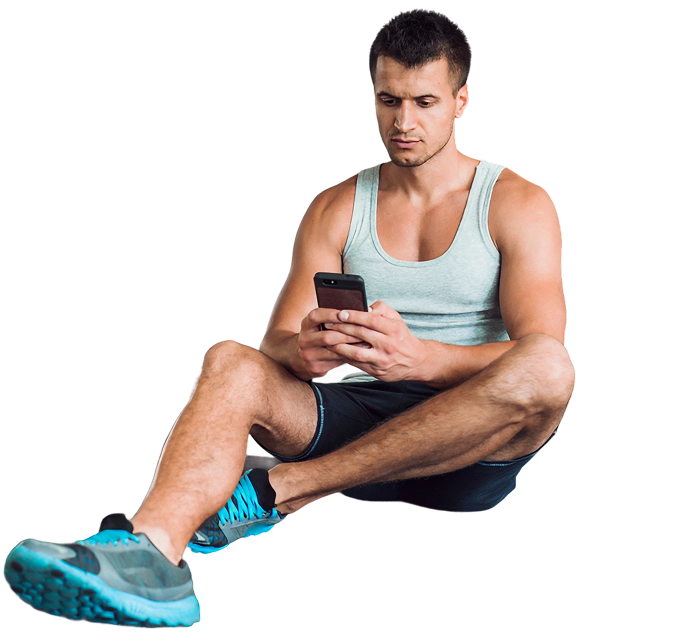 Fitness enthusiast using app