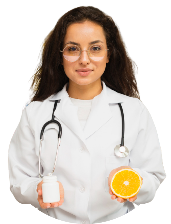 Nutritionist with orange